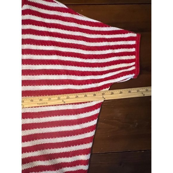 EXPRESS women's red and white stripe sweater size M/L short sleeve, tie front NW - Picture 6 of 6